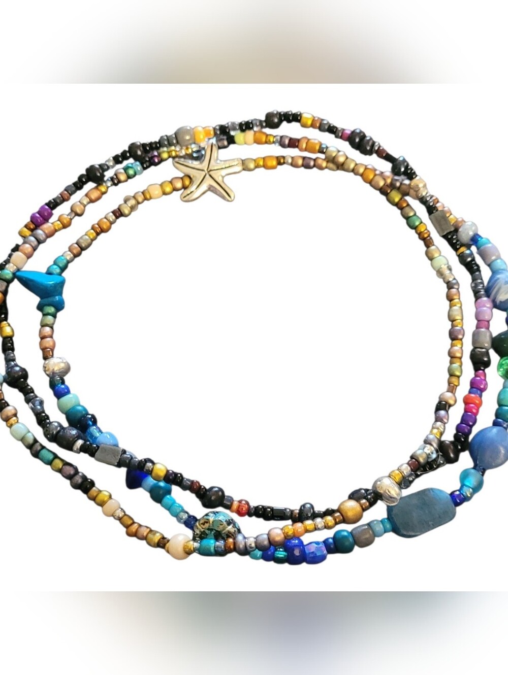 Multicolor Beaded Layered Anklet Set